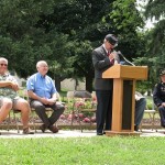 Dave Hancock (podium), Steve Livengood (left), Dave Jones, Mark Wedemeyer & civil war re-enactors.