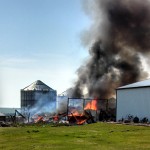 Fire fully engulfs the barn. 