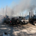 Fire destroys a barn/shed on the Dean Orstad farm. (Ric Hanson/photo)