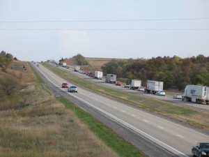 Traffic backed up on I-80 eastbound about 1 mile east of the accident scene. (Ric Hanson/photo)