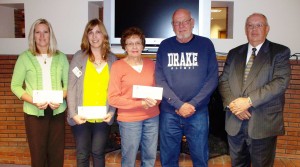 Nonprofit representatives receiving grant awards: 1st row from left to right:  Jenny Smith, Audubon Recreation Foundation; Genelle Deist, Friendship Home Foundation; Donna and Jim Johnson, Exira Park Committee; and Thomas R. Nielsen, Secretary/Treasurer, Audubon County Community Foundation.