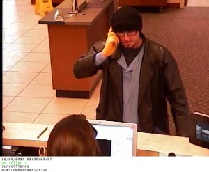 Bank robbery suspect. (Photo from surveillance camera, courtesy Council Bluffs P-D)