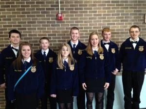 Left to Right Front Row Haylee Valeika, Morgan Barkley, Haley Carlson Left to Right Back row Clint Hansen, Colby Sorensen, Nate Moen, Adam Freund, Clayton Saeugling