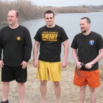 Cass County Deputies McLaren, Shields and Quist get ready to take the plunge. 