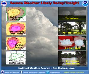 The latest outlook shows an increased risk for damaging winds and large hail. 