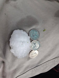 3" diameter hail in Harlan this morning. (Shelby County EMA photo)