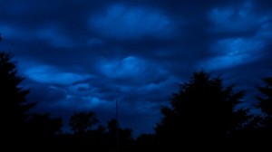 Storm clouds form waves near the KJAN studios at around 9-p.m., Friday. (Ric Hanson photo)