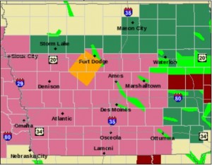 Counties in lavender are under a Severe Thunderstorm Watch until Noon today. 