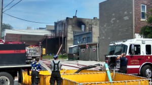 Rear (West) view of the burned structure at 310 Broadway. (Ric Hanson Photos)