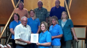 The Cass Co. Board of Supervisors (except Mark Wedemeyer), gather for a picture after proclaiming 2014-2015 as "Violence Prevention in Cass Co. Schools Year."