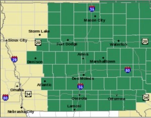 Counties shown in green are included in the Flash Flood Watch. (9/9-10)