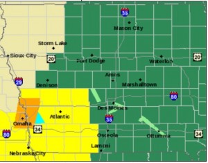 Tornado Watch (Counties in Yellow)