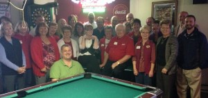 Fireside Lounge Owner, Mark Foegen. Ambassadors Pictured: Kathie Hockenberry, Dolly Bergmann, Lauren Coder, Jolene Roecker, Joanne Mueller, Connie Wailes, Tammy Waters, Melanie Petty, Julie May, Tara Jennerjohn, Dr. Jim Kickland, Bill Saluk, Debbie Leistad, Rich Perry, Ed Leistad, JoAnn Runyan, Sara Nelson,  Don Johnson, Carole Schuler, Sue Muri, Gerald Brink, Arlene Drennan, Lana Westphalen, Doug Harris, Dr. Mitch Peerbolte.