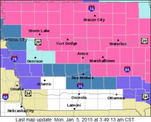 Winter Weather Advisory & Watch graphic (NWS/Des Moines). For more see www.crh.noaa.gov/dmx/