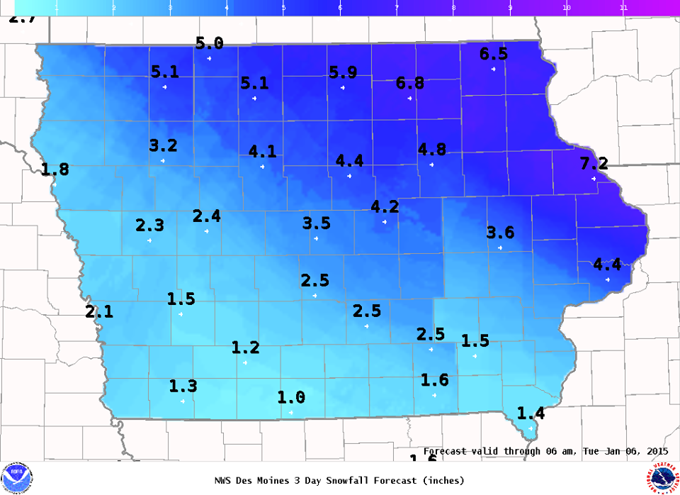 12 inch snow possible across most of Iowa tonight (1/3/15) « KJAN