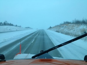 I 80 W Mile Marker 70. IA DOT Snowplow View 5:14-pm 2/1/15