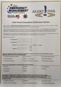 (Sample) Online registration form for Cass County/Alert IA,