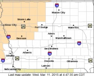 Counties in Peach color are included in the Fire Weather Watch