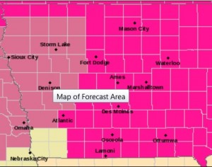 Counties in mauve are included in the Severe Thunderstorm Watch until 1-am Thu. 