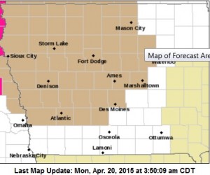 Wind Advisory for counties shaded in tan. 