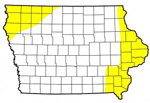 Areas in yellow are experiencing "Abnormally Dry" conditions. Areas in white are considered to have "Normal" soil conditions as of April 21st. 