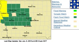 Counties in green are included in a Flash Flood Watch