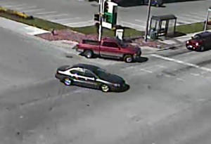 Photo of the suspect vehicle as it turned westbound onto West Broadway from 35th Street.