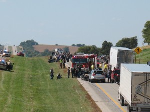 Just west of the N-16 bridge on I-80 WB. 