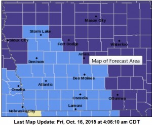 Frost Advisory for counties in light blue; Freeze Warning for counties shown in purple. 