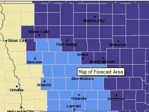 Freeze warning for counties in purple; Frost Advisory for counties in light blue. 