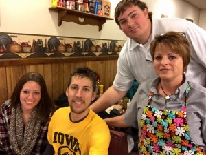 Small Business Saturday Presenting Sponsor Brown’s Shoe Fit having breakfast November 28th at the Downtowner. Left to Right: Anna Johnson, Kevin Weiser, Seth Christensen, Carol Johnson.