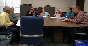 Griswold School Board, from left to right: Steve Baier, Erika Kirchhoff, Scott Hansen, Scott Peterson, Heather Pelzer, Board Secretary Nancy Taylor, Superintendent Dana Kunze.