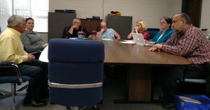 Griswold School Board, from left to right: Steve Baier, Erika Kirchhoff, Scott Hansen, Scott Peterson, Heather Pelzer, Board Secretary Nancy Taylor, Superintendent Dana Kunze. 