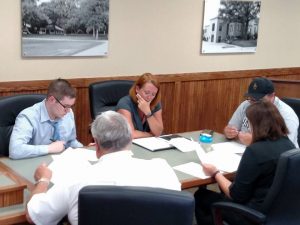 Community Protection Committee (Foreground: Councilpersons Dana Halder and Ashley Hayes); background: City Admin. John Lund, Animal Control Officer Kris Erickson; right - Councilman Chris Jimerson.