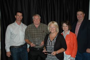 Pictured from left to right Tony Toigo, Iowa Department of Agriculture and Land Stewardship; Alan Peterson, Outstanding Landowner Awardee; Debbie Pellet, First Whitney Bank & Trust; Jane Larson, Iowa Finance Authority; Dave York, Cass County Soil and Water Conservation District. (IFA supplied photo)