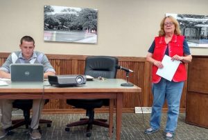 Deb Smith presents her proposal to the Parks & Rec Board. (Director Seth Staashelm is on the left)