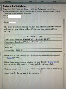 Example of a Fake Ticket via e-mail