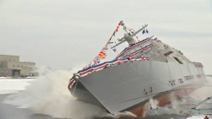 U.S.S. Sioux City side launch after christening Jan. 30th, 2016. 