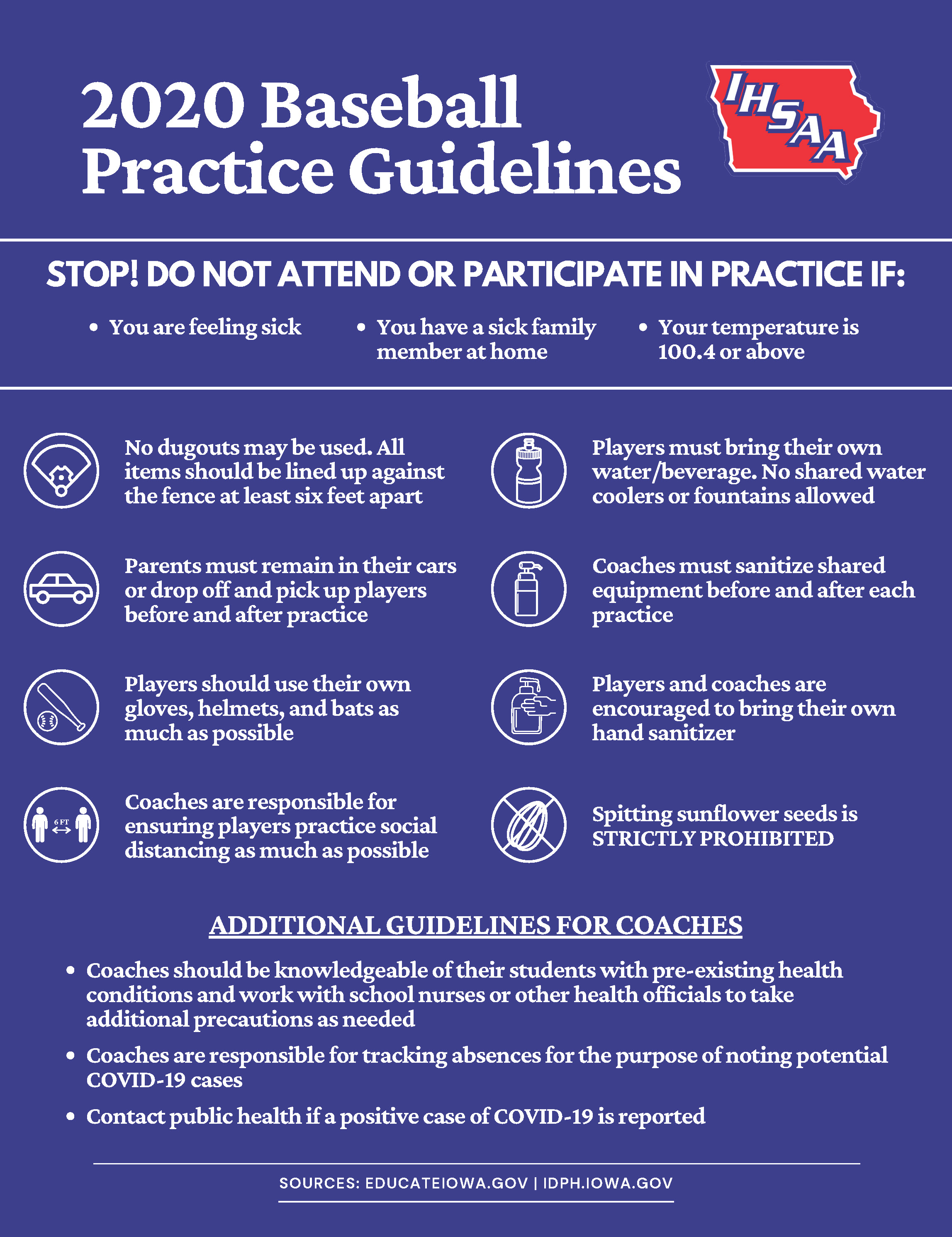 IHSAA procedure reminders as baseball and softball practice begins