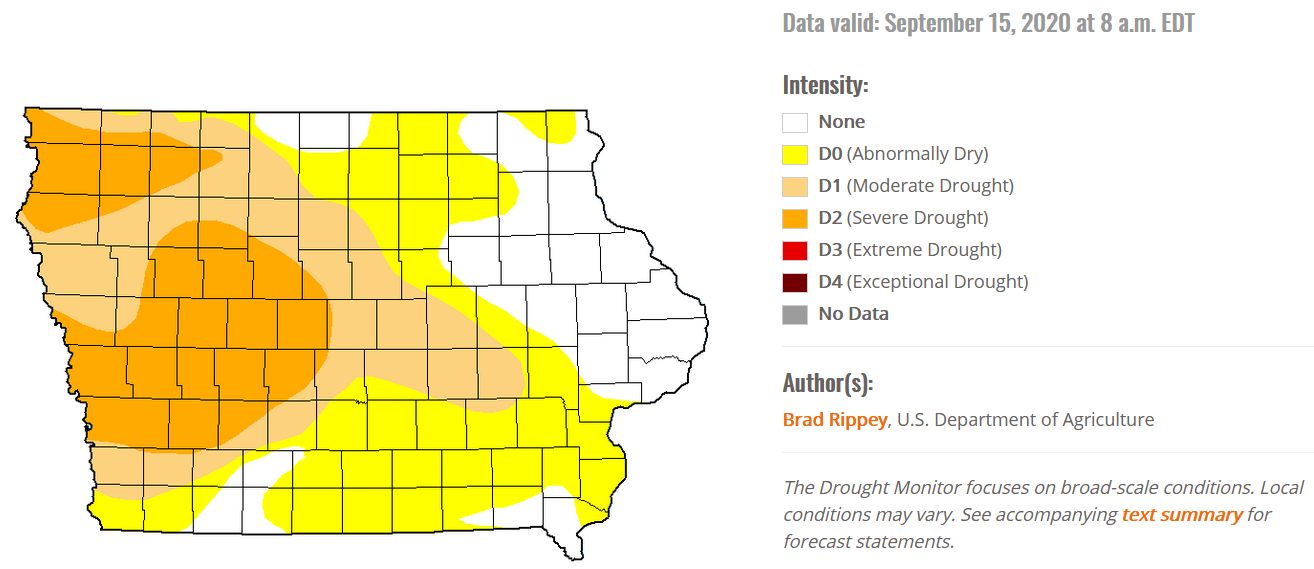 Iowa Drought Monitor shows significant improvement in all categories