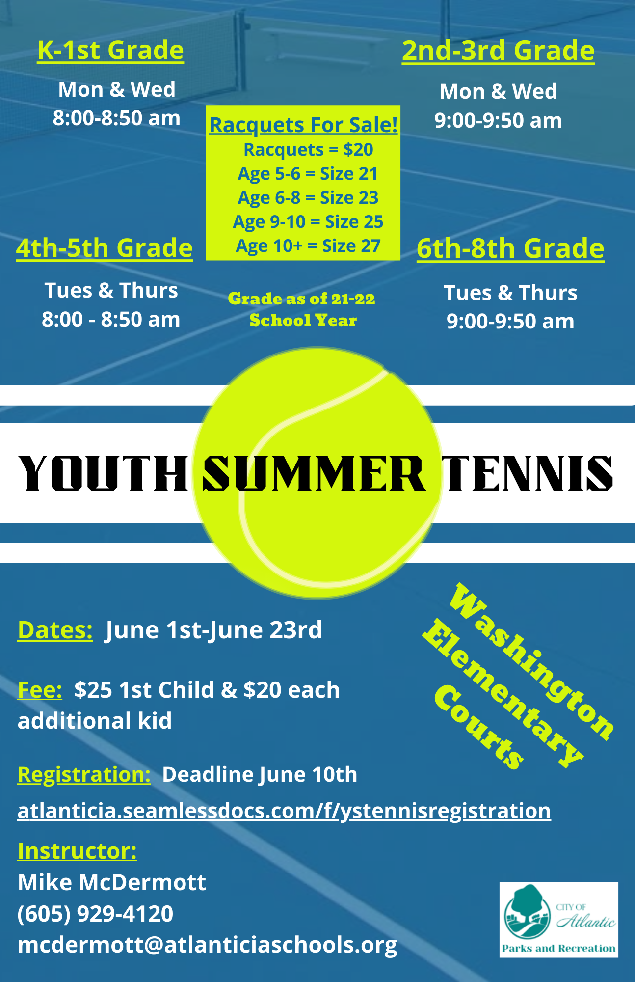 Atlantic Parks & Rec offers signup for Summer Swim & Tennis teams